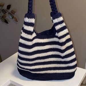 The Sak Navy and Cream Striped Shoulder Bag